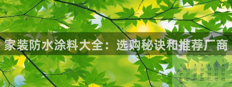 和记平台登录：家装防水涂料大全：选购秘诀和推荐厂商